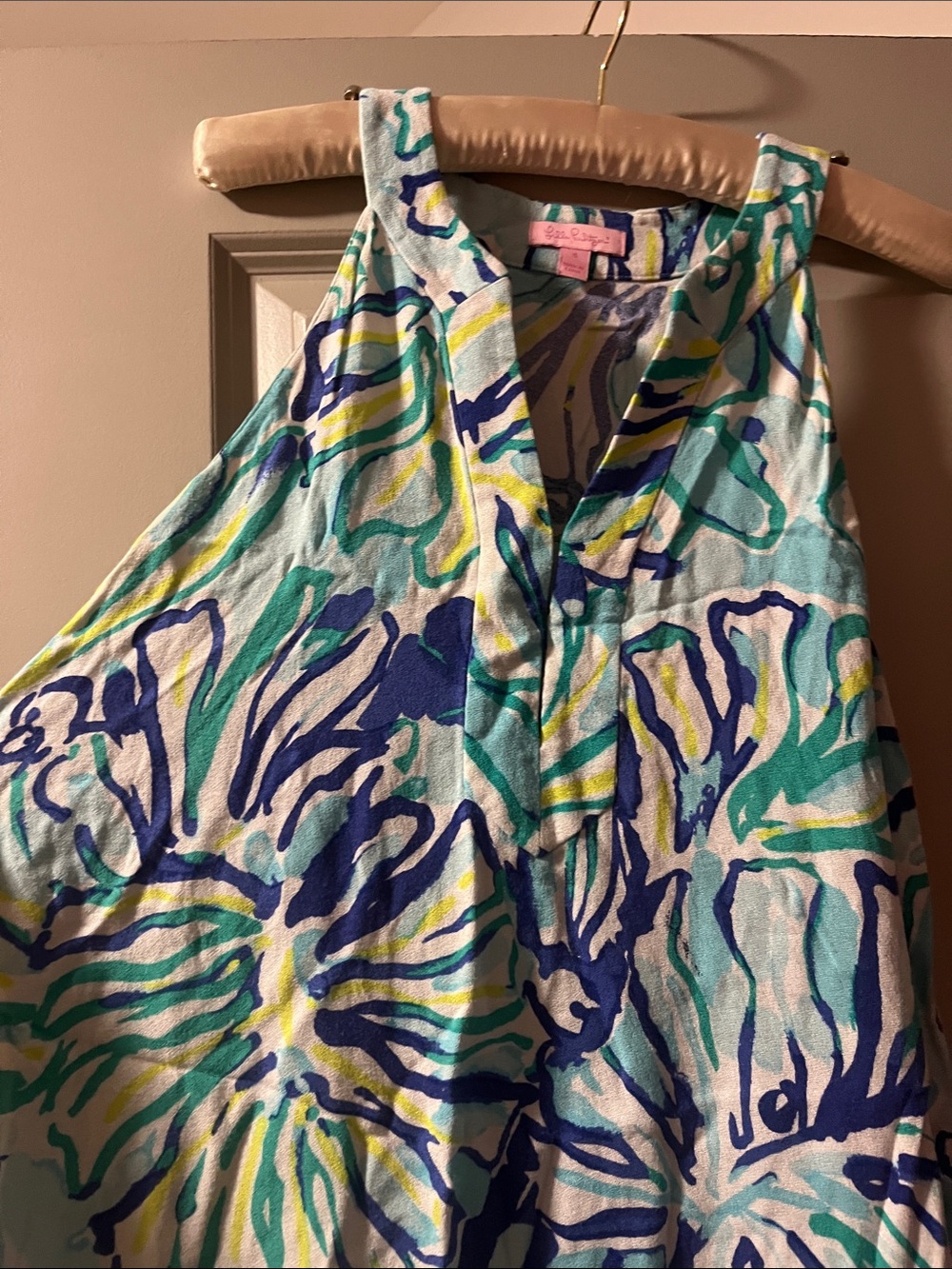 💚💙Lilly Pulitzer Blue, Teal & Yellow Floral Print Dress, size S